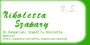 nikoletta szapary business card